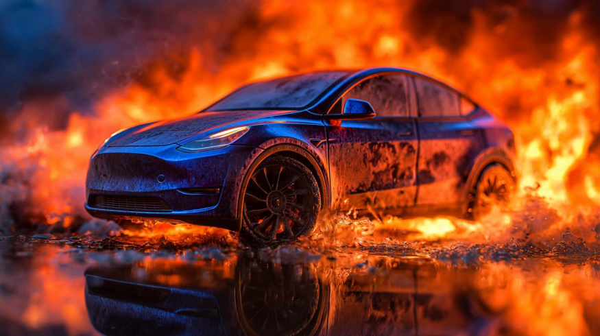 Poslední slova před smrtí: umírám, pomozte, volal řidič Tesly uvězněný v plamenech